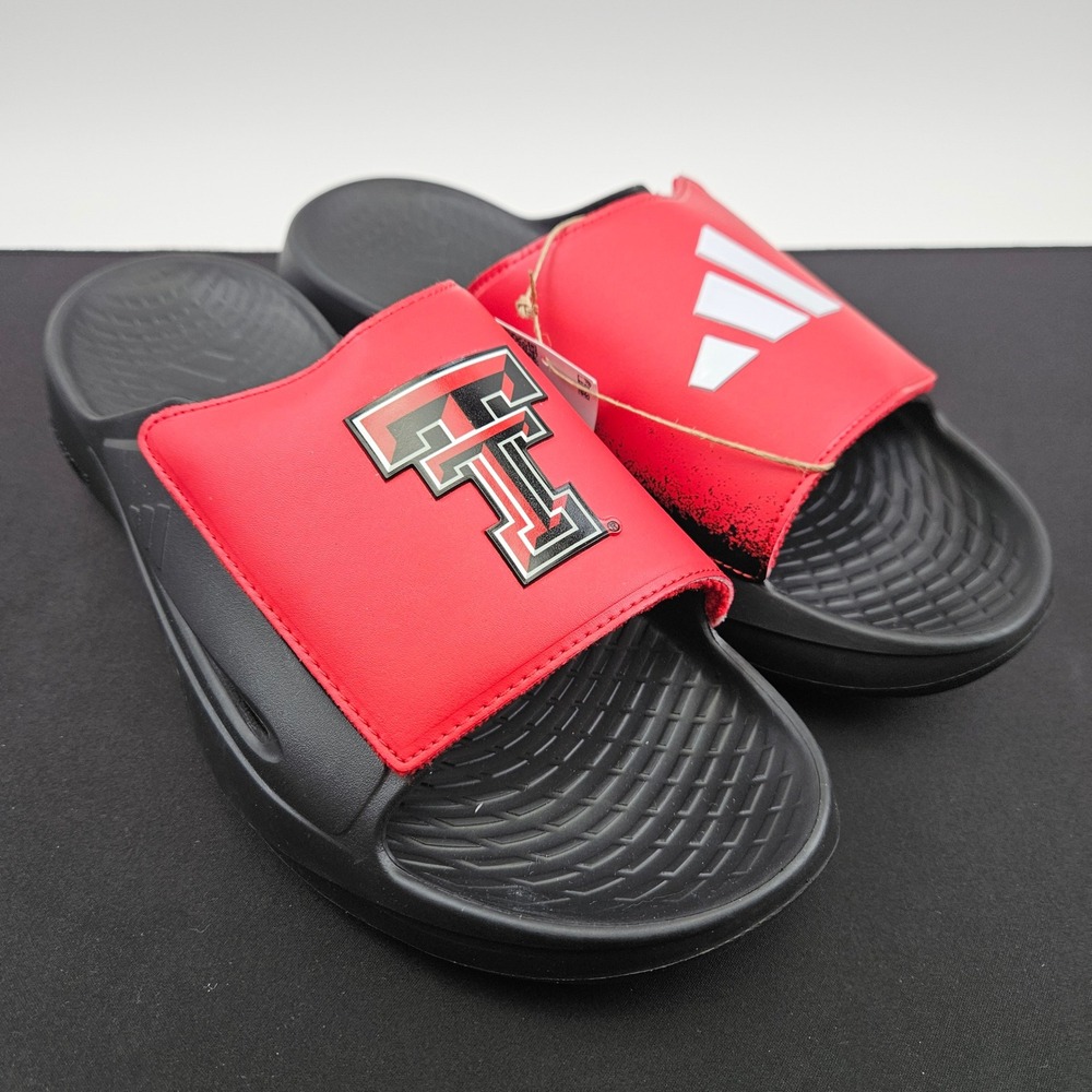 Adidas Lightblaze Slide Texas Tech Red Raiders Mens 13 Red Black Sandals New